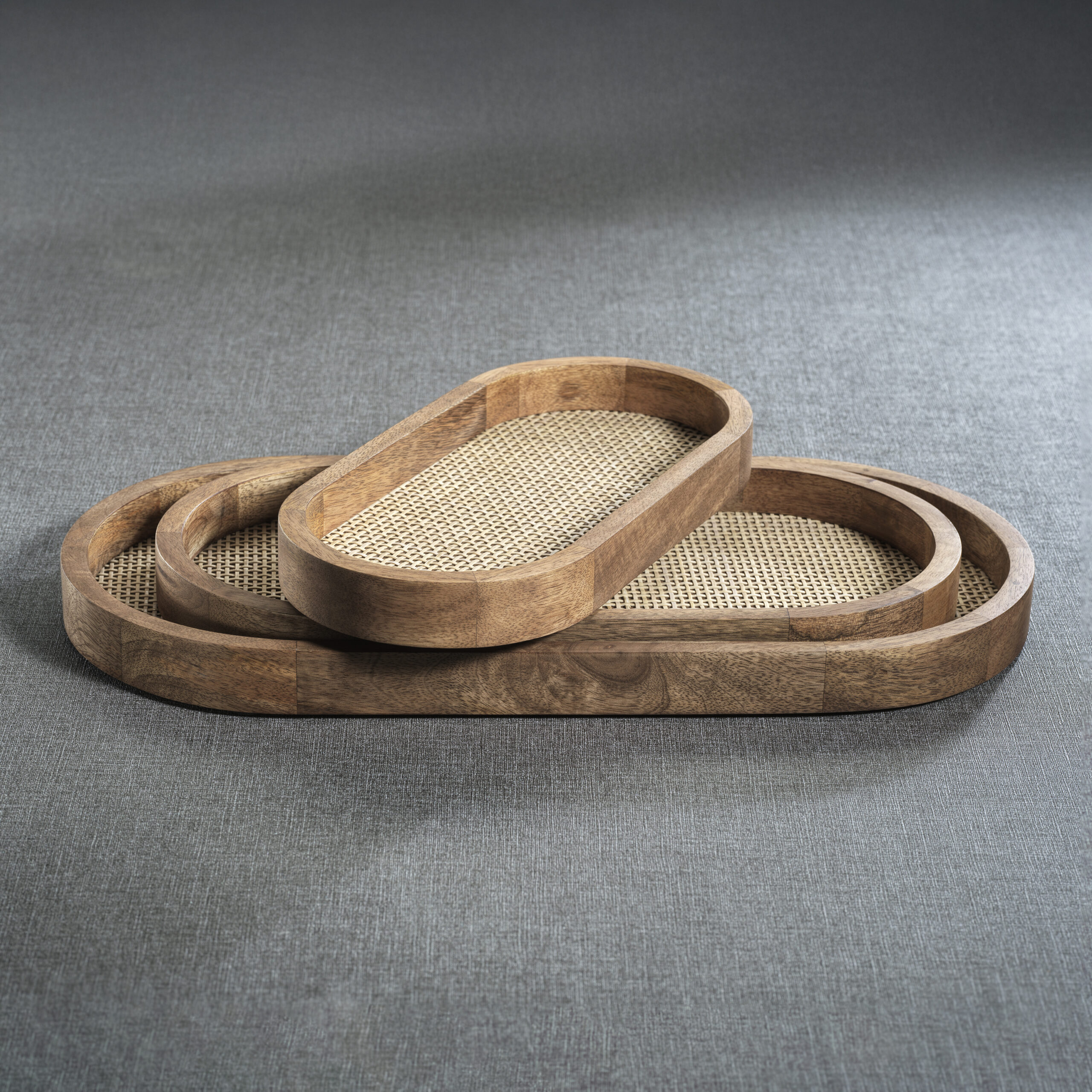 Banyan Mango Wood w/ Rattan Inlay Oval Tray, Small by Zodax - Image 4