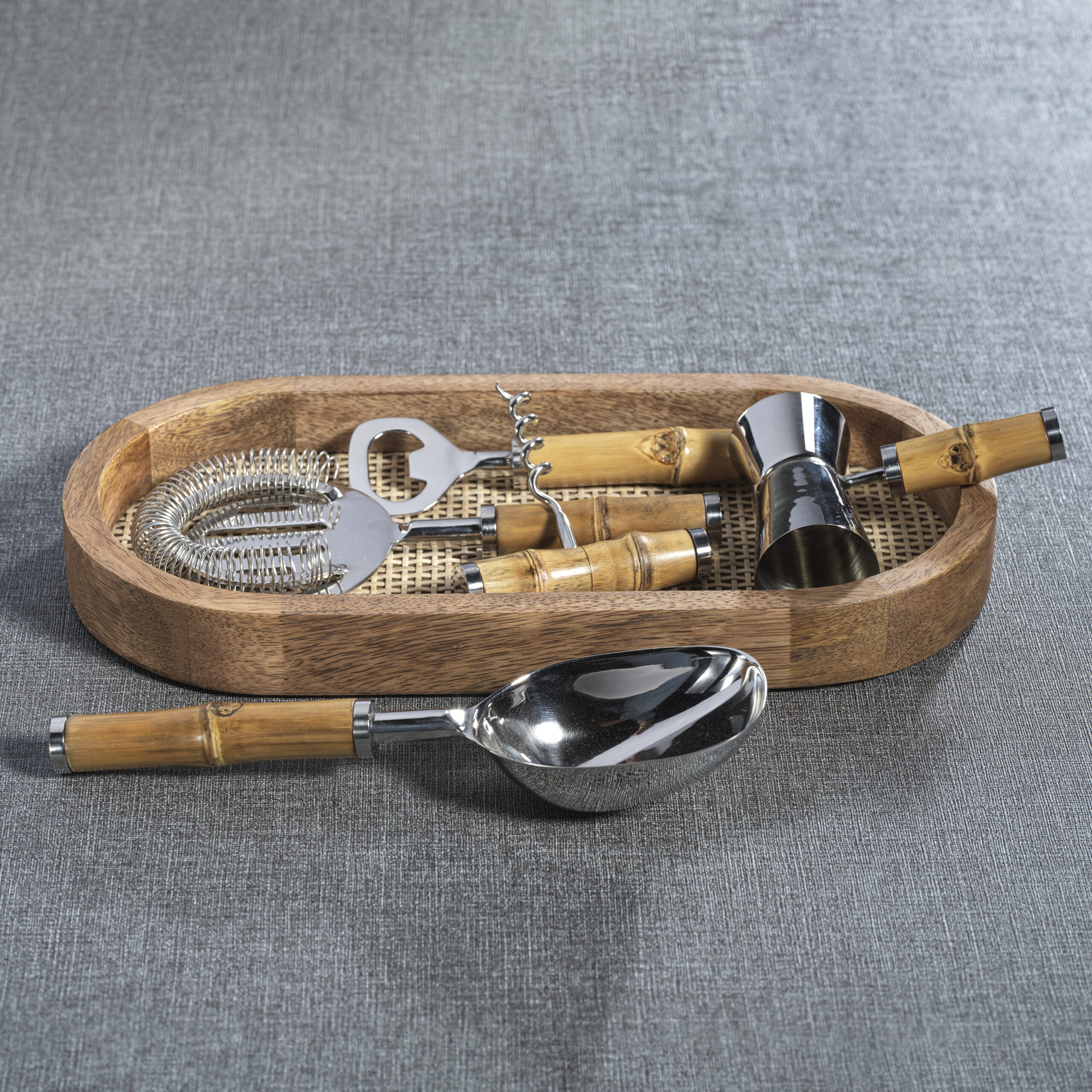 Banyan Mango Wood w/ Rattan Inlay Oval Tray, Small by Zodax - Image 5