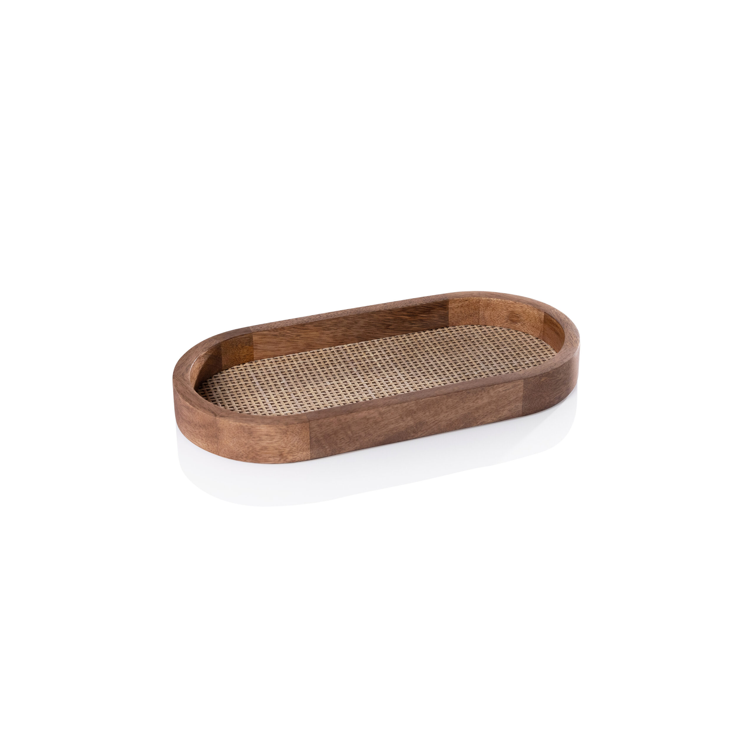 Banyan Mango Wood w/ Rattan Inlay Oval Tray, Small by Zodax