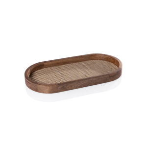 Banyan Mango Wood w/ Rattan Inlay Oval Tray, Medium by Zodax