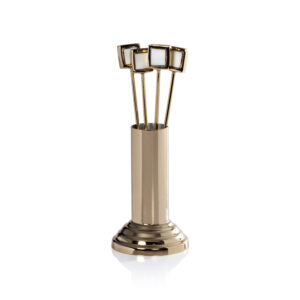 Spiga 4,Piece Set Cocktail Picks with Stand, Gold by Zodax