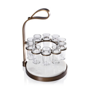 Tequilero 10,Piece Tequila Shot Set with Marble Cutting Board, Gold by Zodax