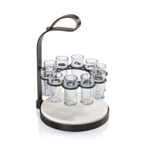 Tequilero 10,Piece Tequila Shot Set with Marble Cutting Board, Dark Bronze by Zodax