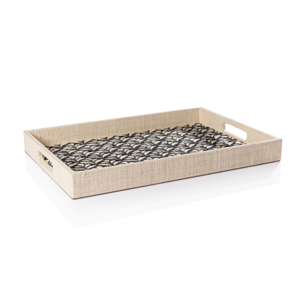 Canaria Petals Natural Fiber Raffia Serving Tray by Zodax