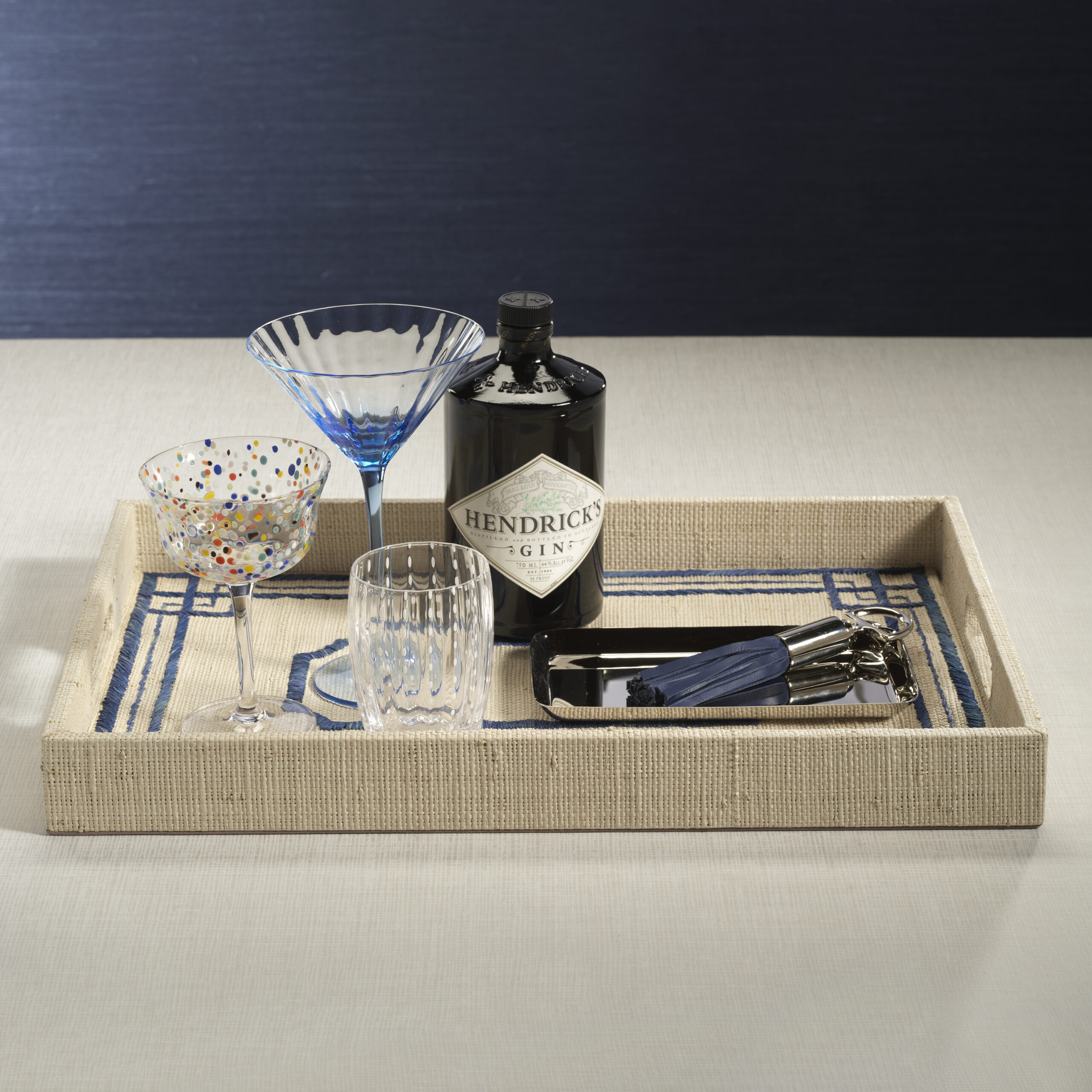 Pattern Natural Fiber Raffia Serving Tray by Zodax - Image 4