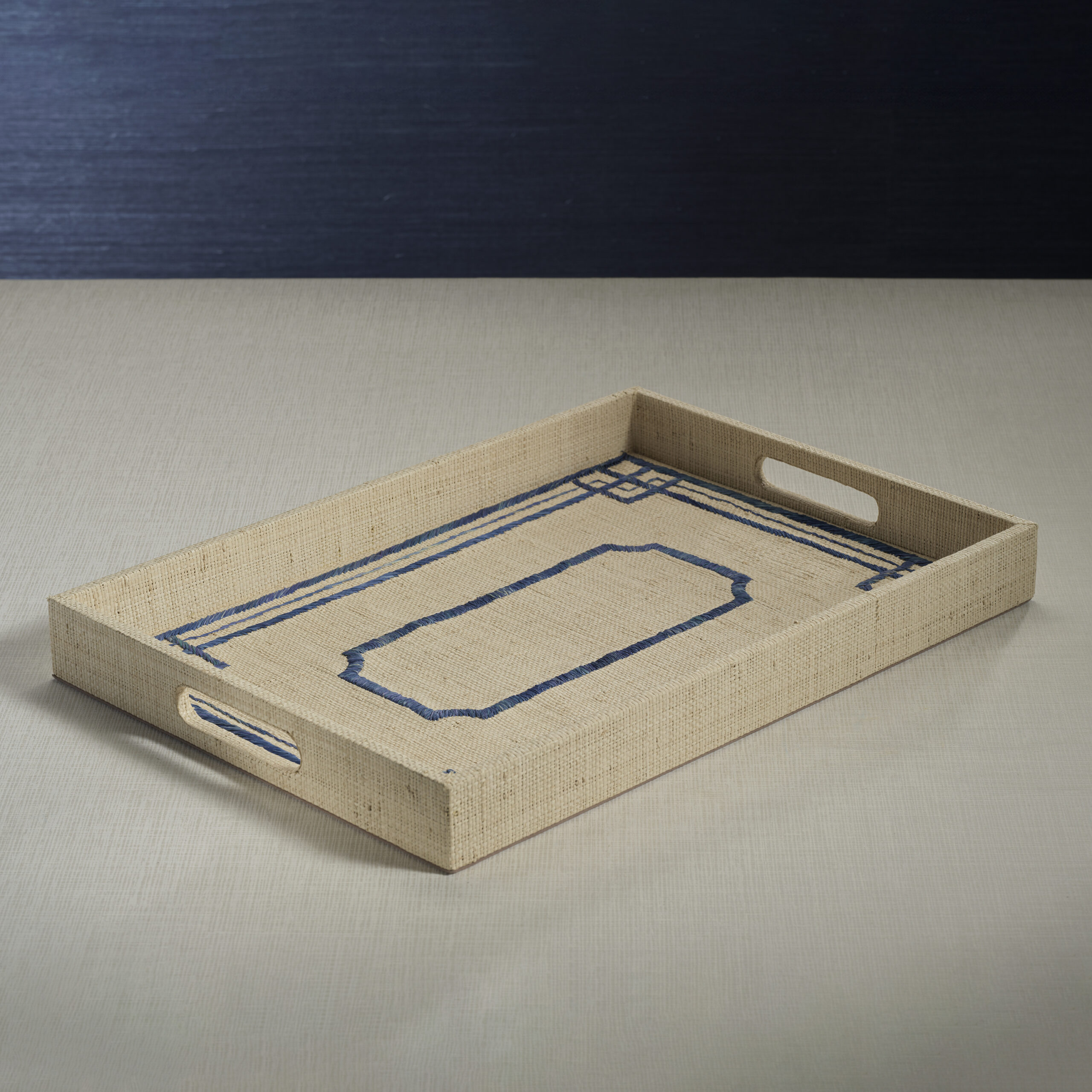 Pattern Natural Fiber Raffia Serving Tray by Zodax - Image 5