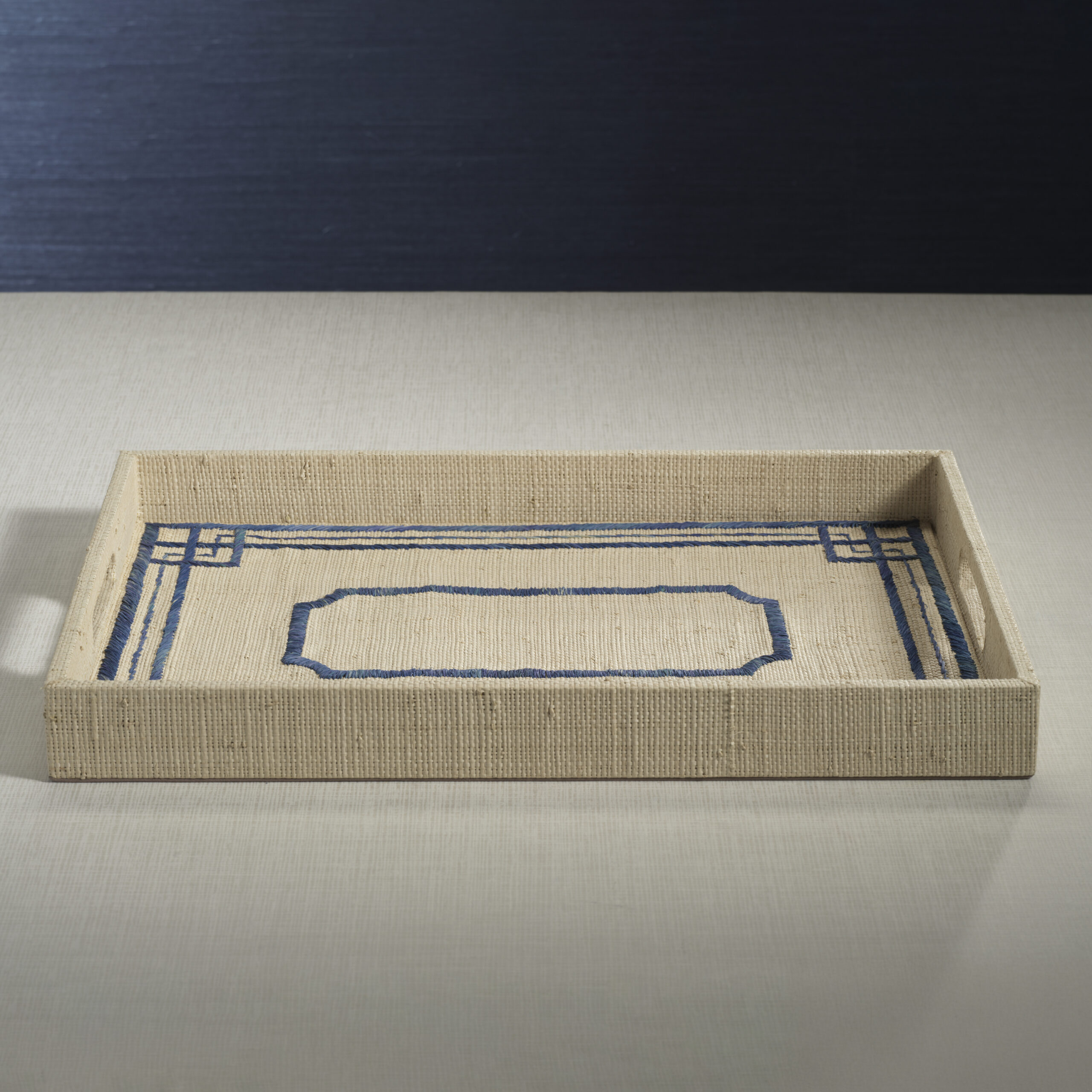 Pattern Natural Fiber Raffia Serving Tray by Zodax - Image 6