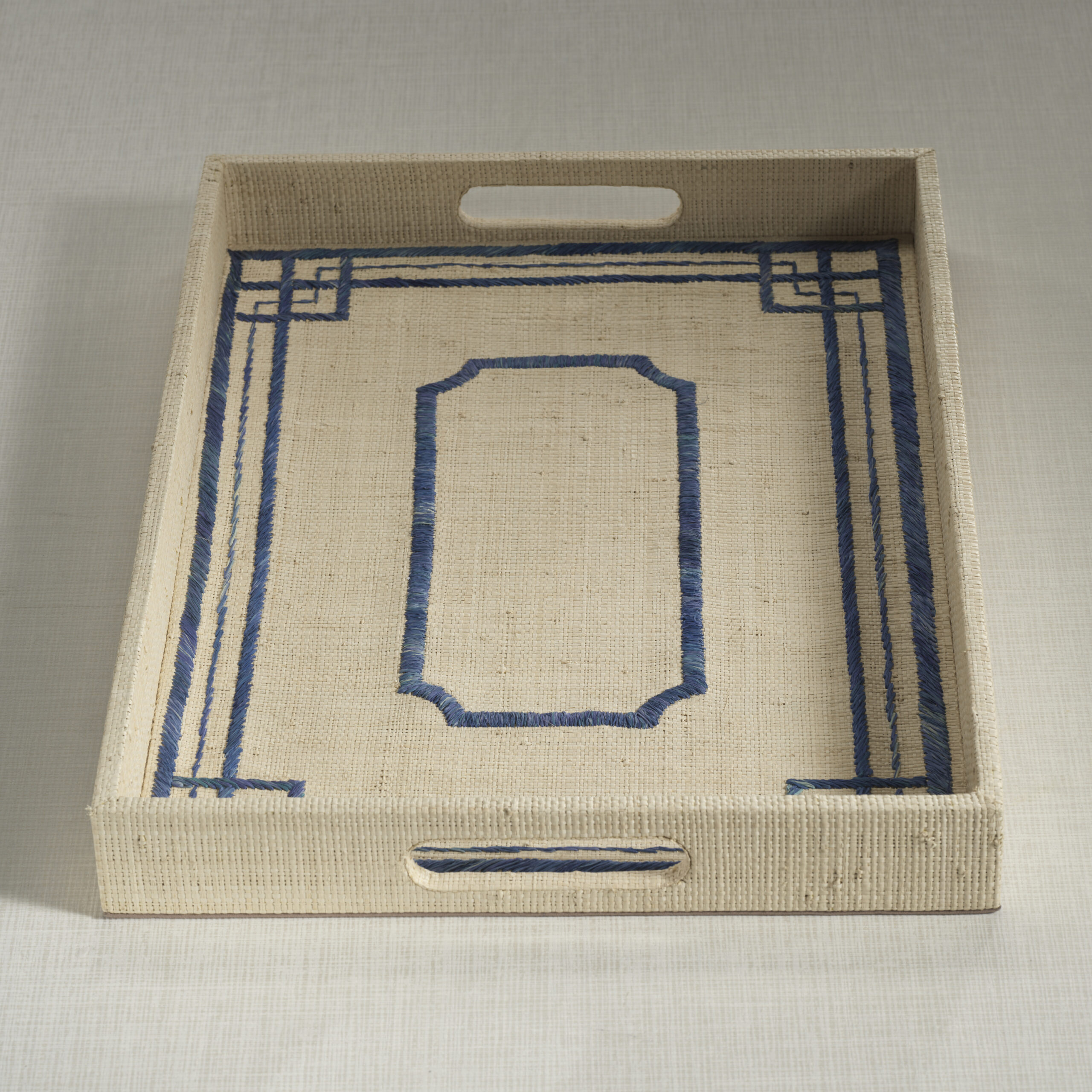 Pattern Natural Fiber Raffia Serving Tray by Zodax - Image 7