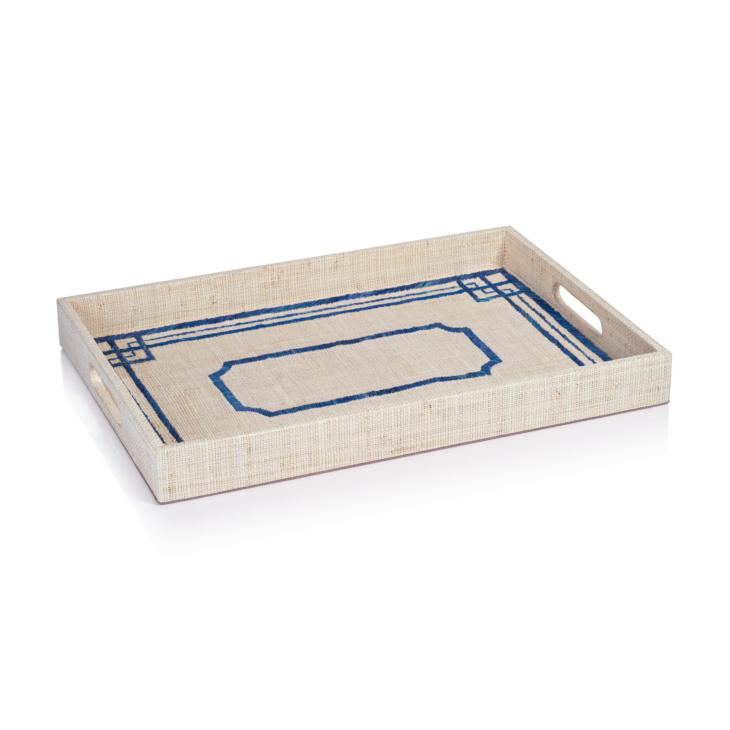 Pattern Natural Fiber Raffia Serving Tray by Zodax