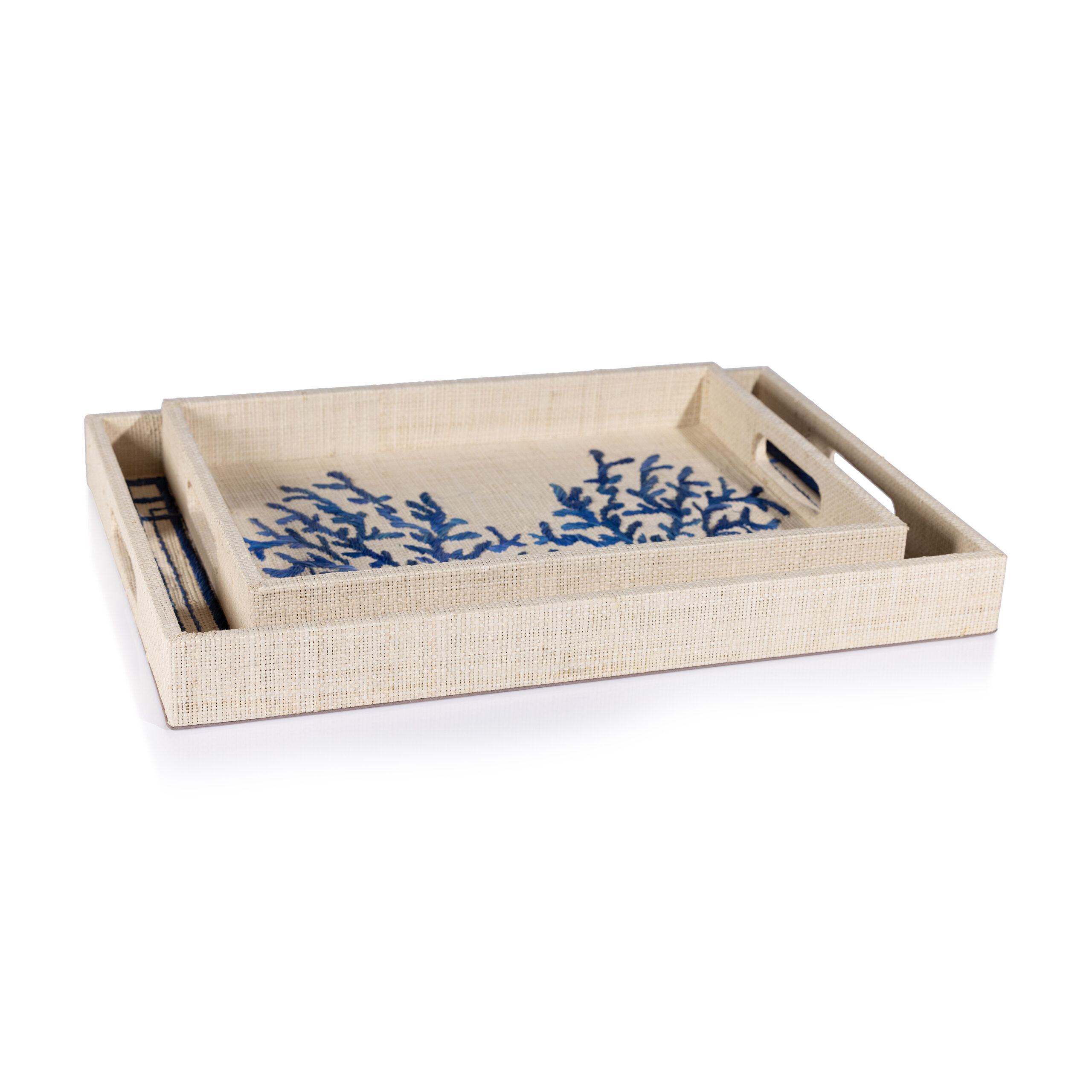 Pattern Natural Fiber Raffia Serving Tray by Zodax - Image 2