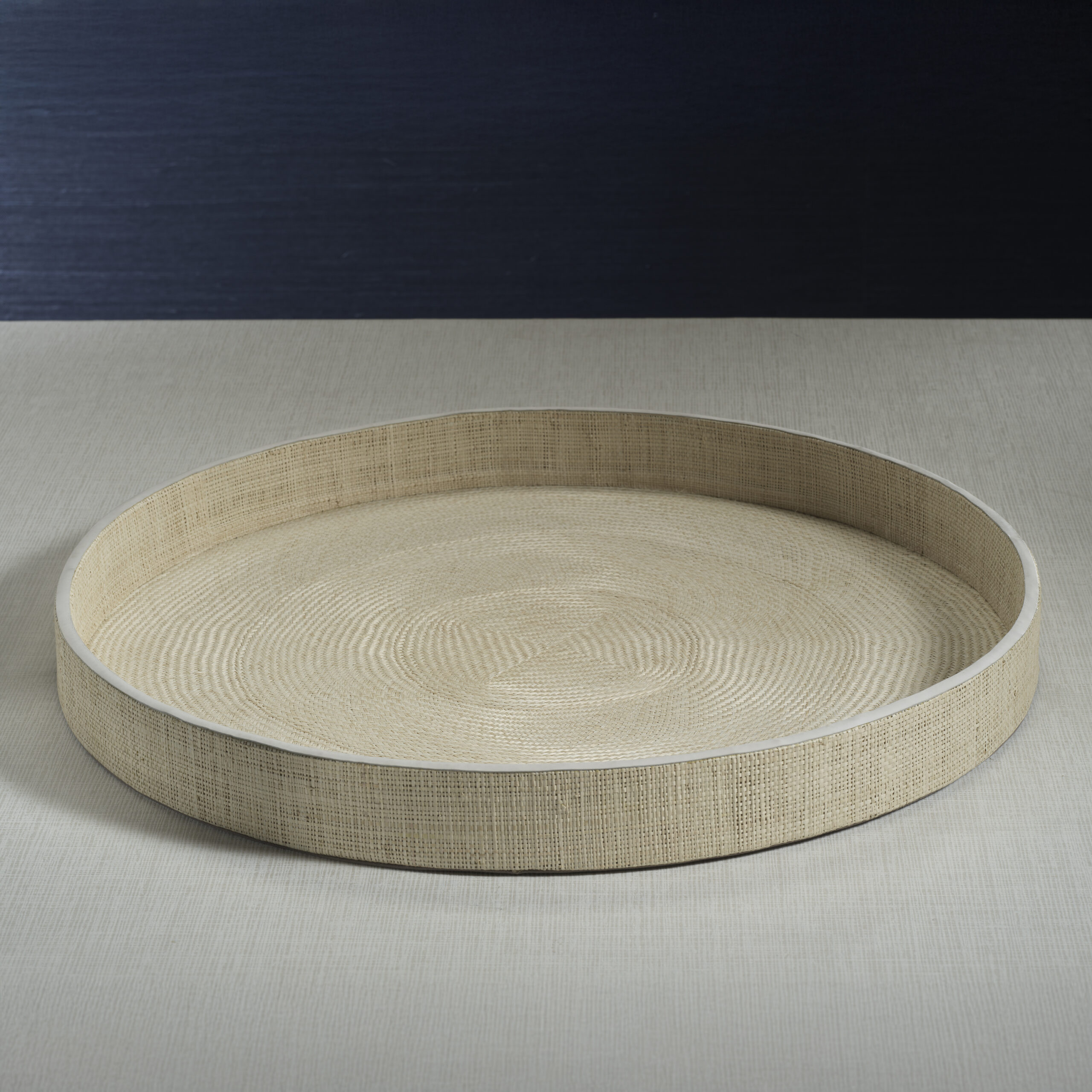 Reggio Naturale Fiber Raffia Round Serving Tray with Leather Trim by Zodax - Image 5