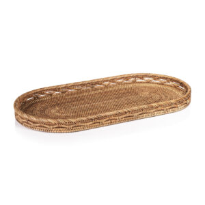 Heritage Weave Rattan Artistry Serving Tray, Oval by Zodax