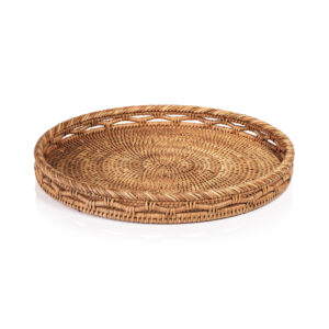 Heritage Weave Rattan Artistry Serving Tray, Round by Zodax