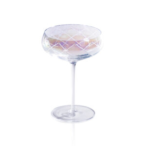 Audrey 4-Piece Set Hand Etched Coupe Glasses, Clear Luster by Zodax