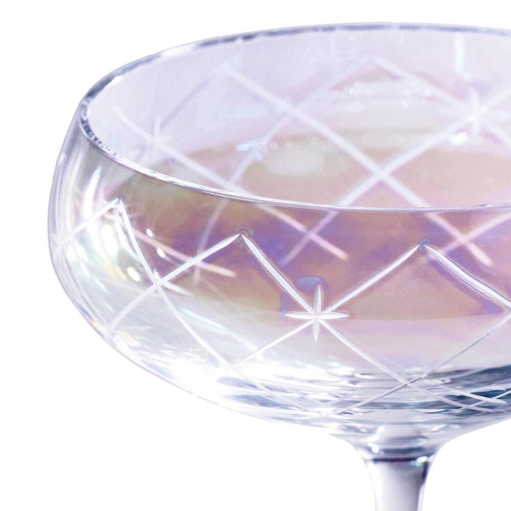 Audrey 4-Piece Set Hand Etched Coupe Glasses, Clear Luster by Zodax - Image 2