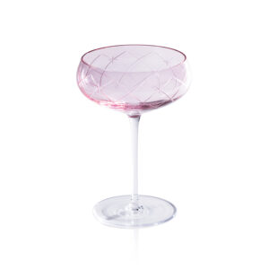 Audrey 4-Piece Set Hand Etched Coupe Glasses,  Blush Luster by Zodax