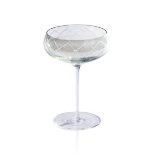 Audrey 4-Piece Set Hand Etched Coupe Glasses, Green Luster by Zodax