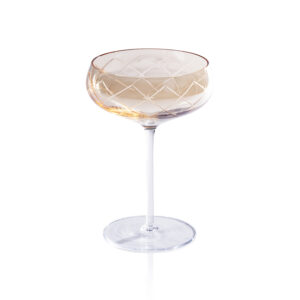 Audrey 4-Piece Set Hand Etched Coupe Glasses, Amber Luster by Zodax