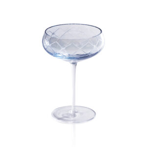Audrey 4-Piece Set Hand Etched Coupe Glasses, Blue Luster by Zodax
