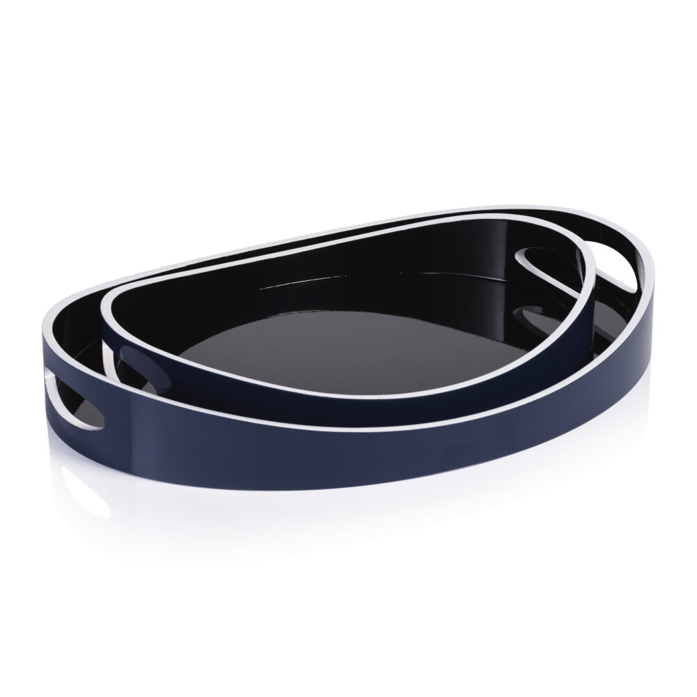 Noir Marine Lacquered Serving Tray, Large by Zodax - Image 2