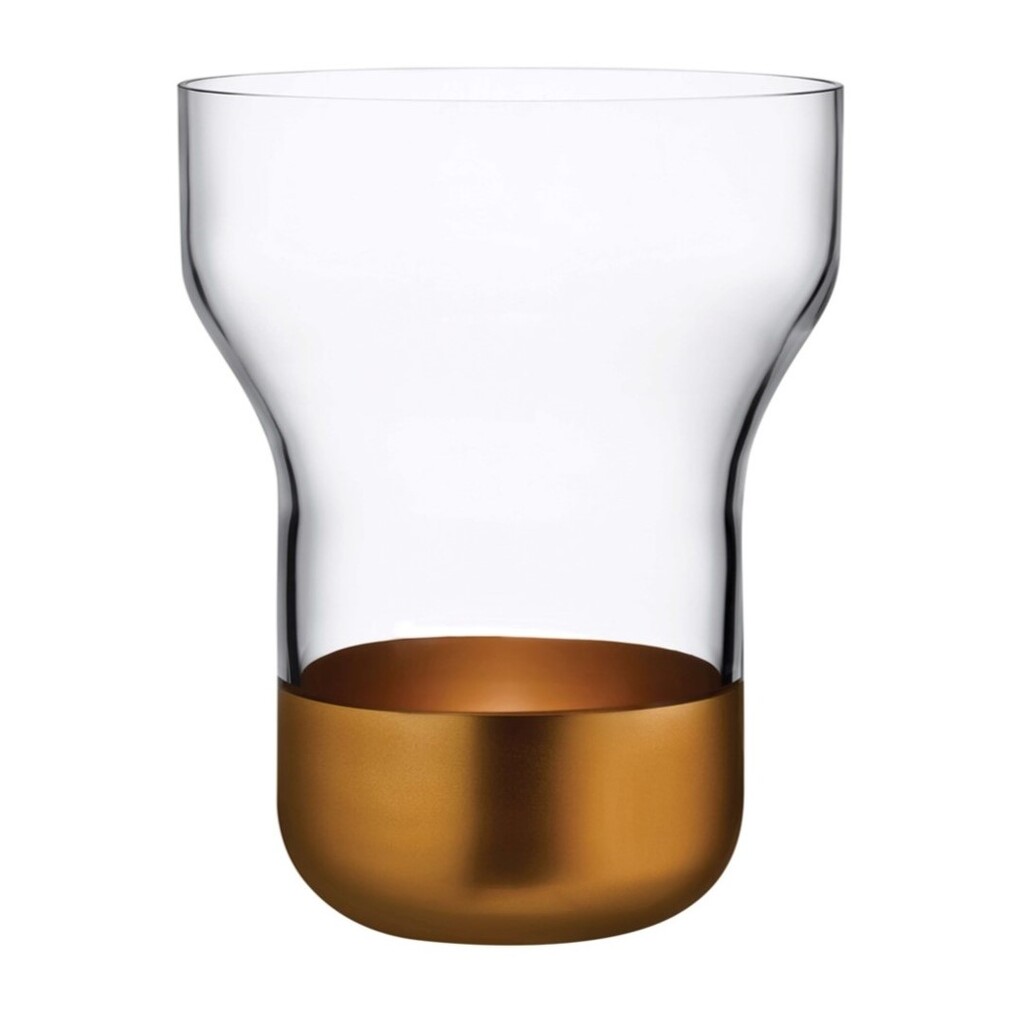 Contour Vase Wide with Clear Top and Copper Base by Nude Glass