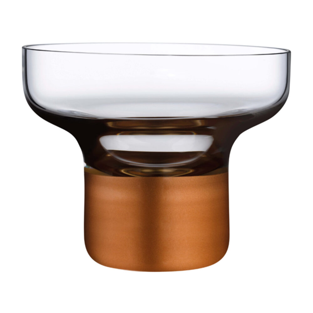 Contour Bowl High Foot with Clear Top and Copper Base by Nude Glass