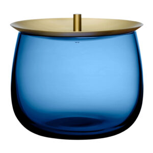 Beret Storage Box Small Cobalt Blue with Brass Lid by Nude Glass