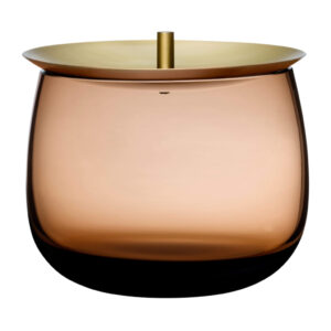 Beret Storage Box Small Caramel with Brass Lid by Nude Glass