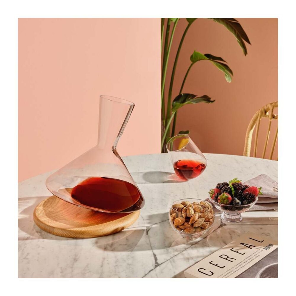 Balance Wine Decanter With Wooden Base by Nude Glass - Image 7