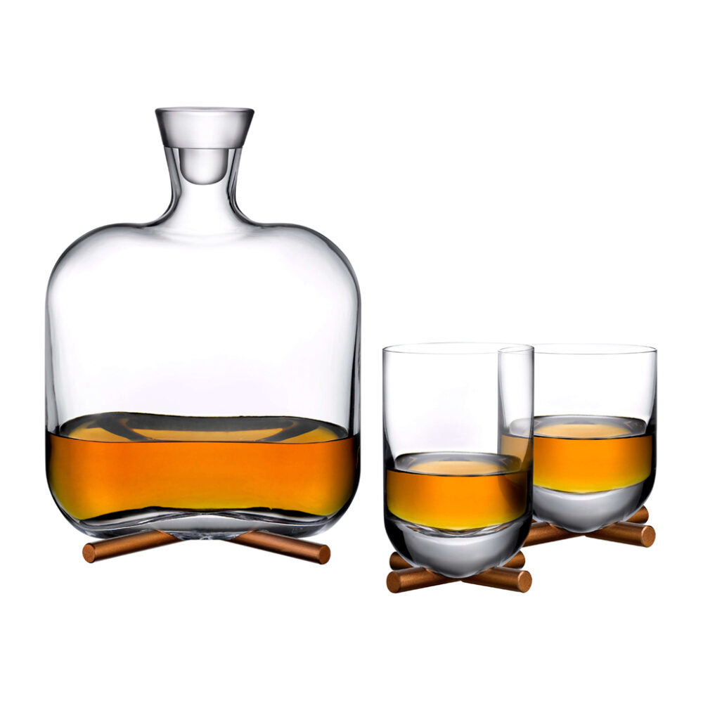 Camp Whisky Decanter With Brass Base by Nude Glass - Image 3