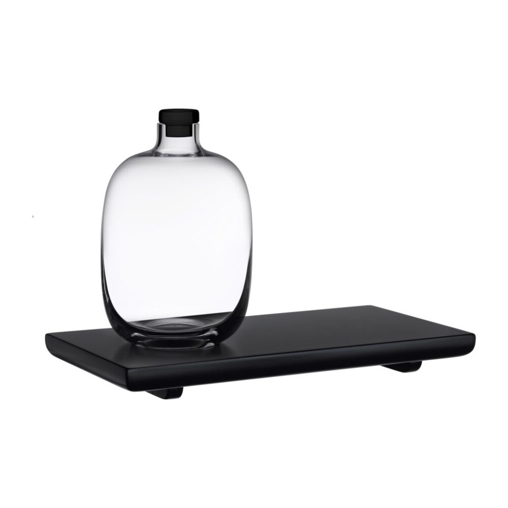 Malt Whiskey Bottle with Wooden Tray by Nude Glass