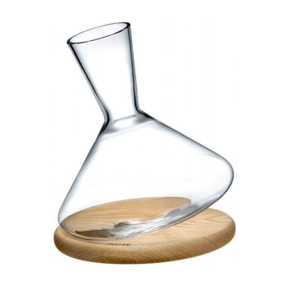 Balance Wine Decanter With Wooden Base by Nude Glass