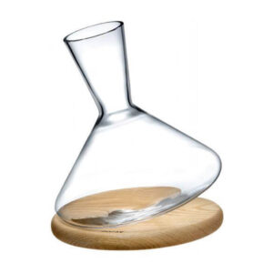 Balance Wine Decanter With Wooden Base by Nude Glass