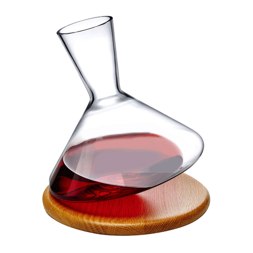Balance Wine Decanter With Wooden Base by Nude Glass - Image 2