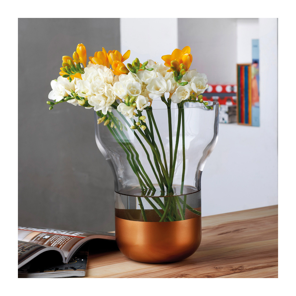 Contour Vase Wide with Clear Top and Copper Base by Nude Glass - Image 2