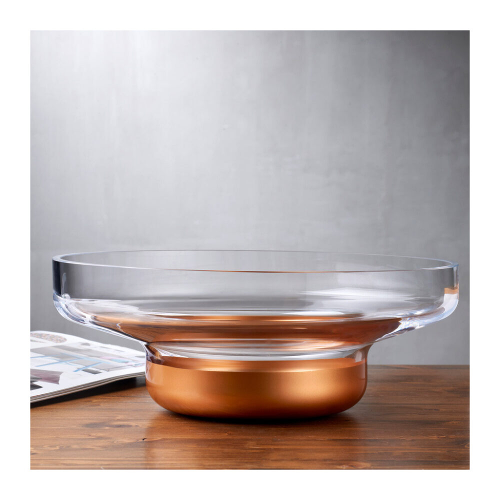 Contour Bowl Wide with Clear Top and Copper Base by Nude Glass - Image 2