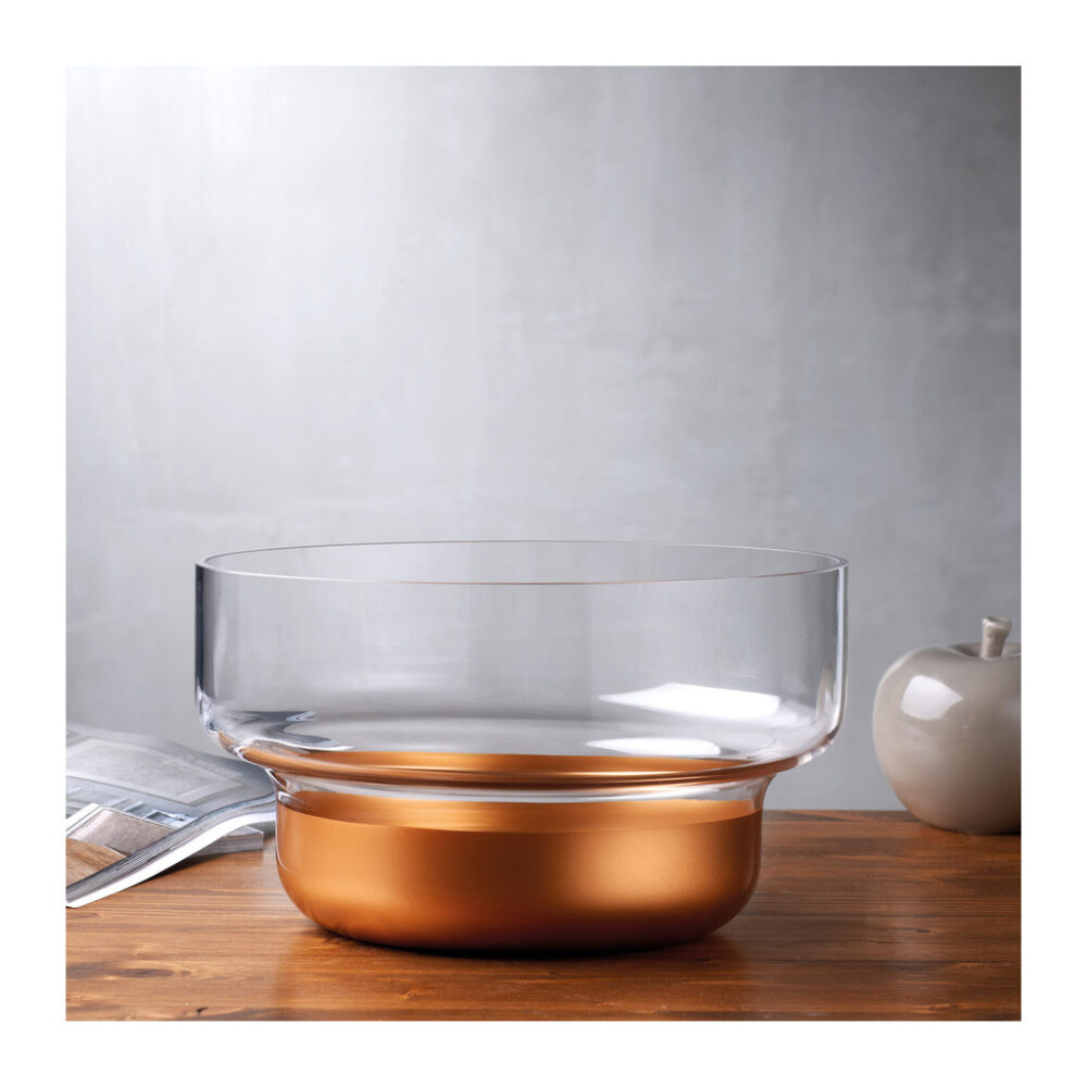 Contour Bowl Small with Clear Top and Copper Base by Nude Glass - Image 2