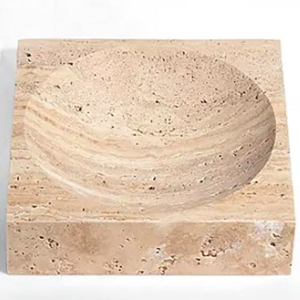 Cream Travertine Square Bowls by BIDKhome - Image 3