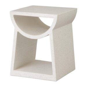 Ole Square White Terrazzo Garden Stool by Emissary
