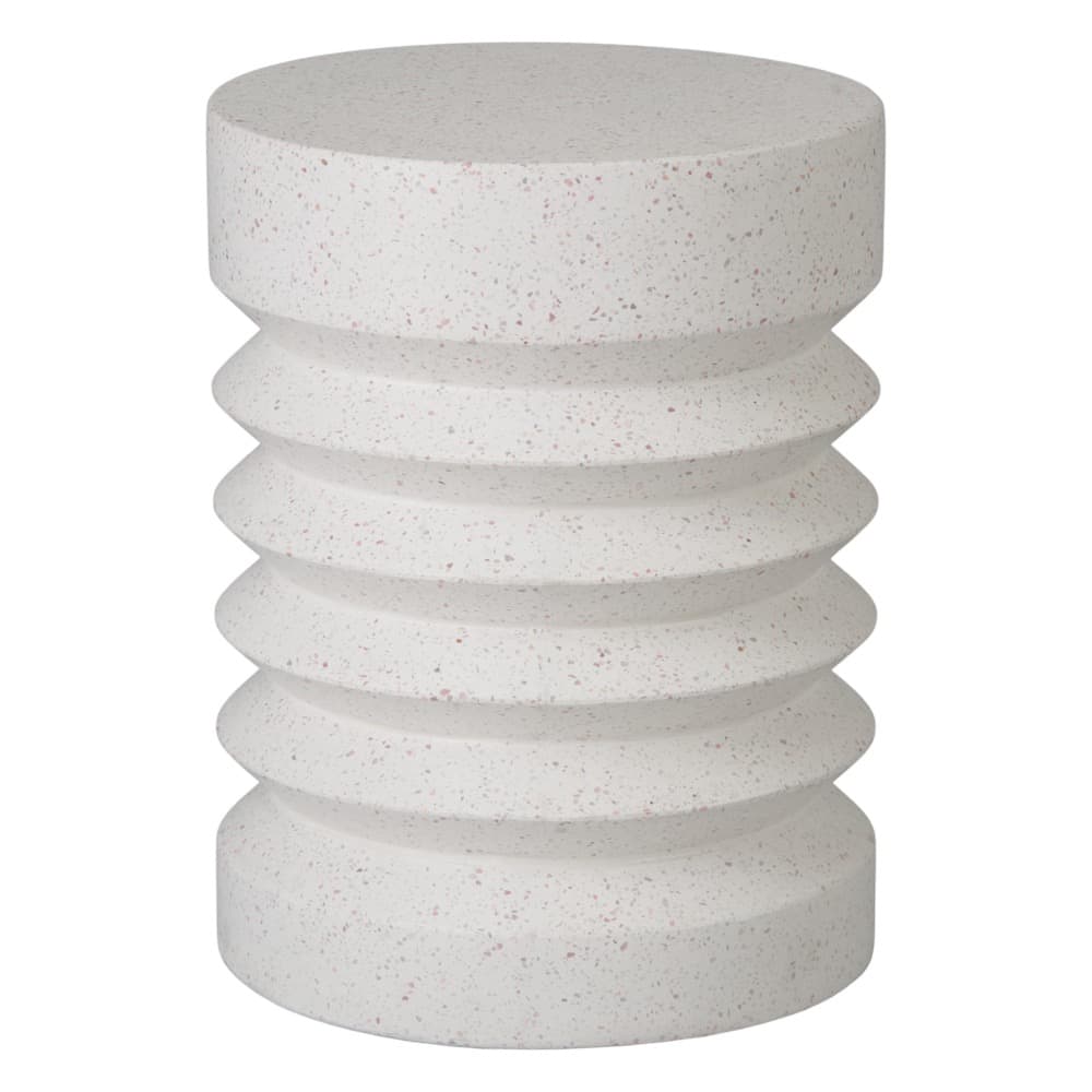 Jag Round White Terrazzo Garden Stool by Emissary