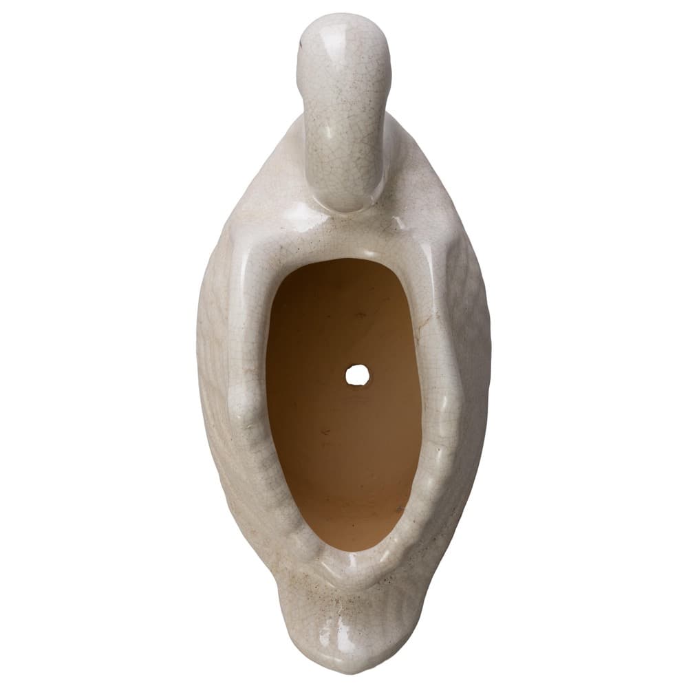 Swan White Crackle Ceramic Planter by Emissary - Image 4