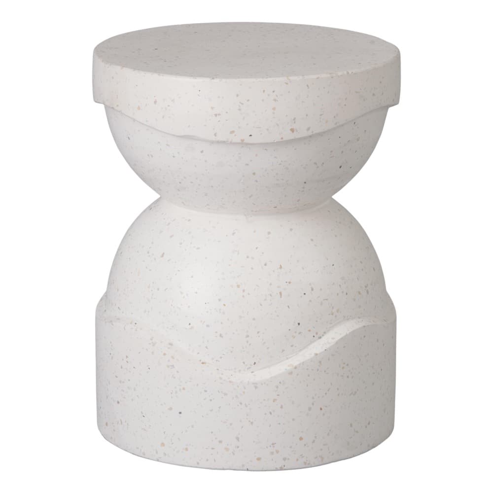 Noah Round White Terrazzo Garden Stool by Emissary