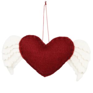 Felt Heart Ornament with Wings Set of 2 by HomArt