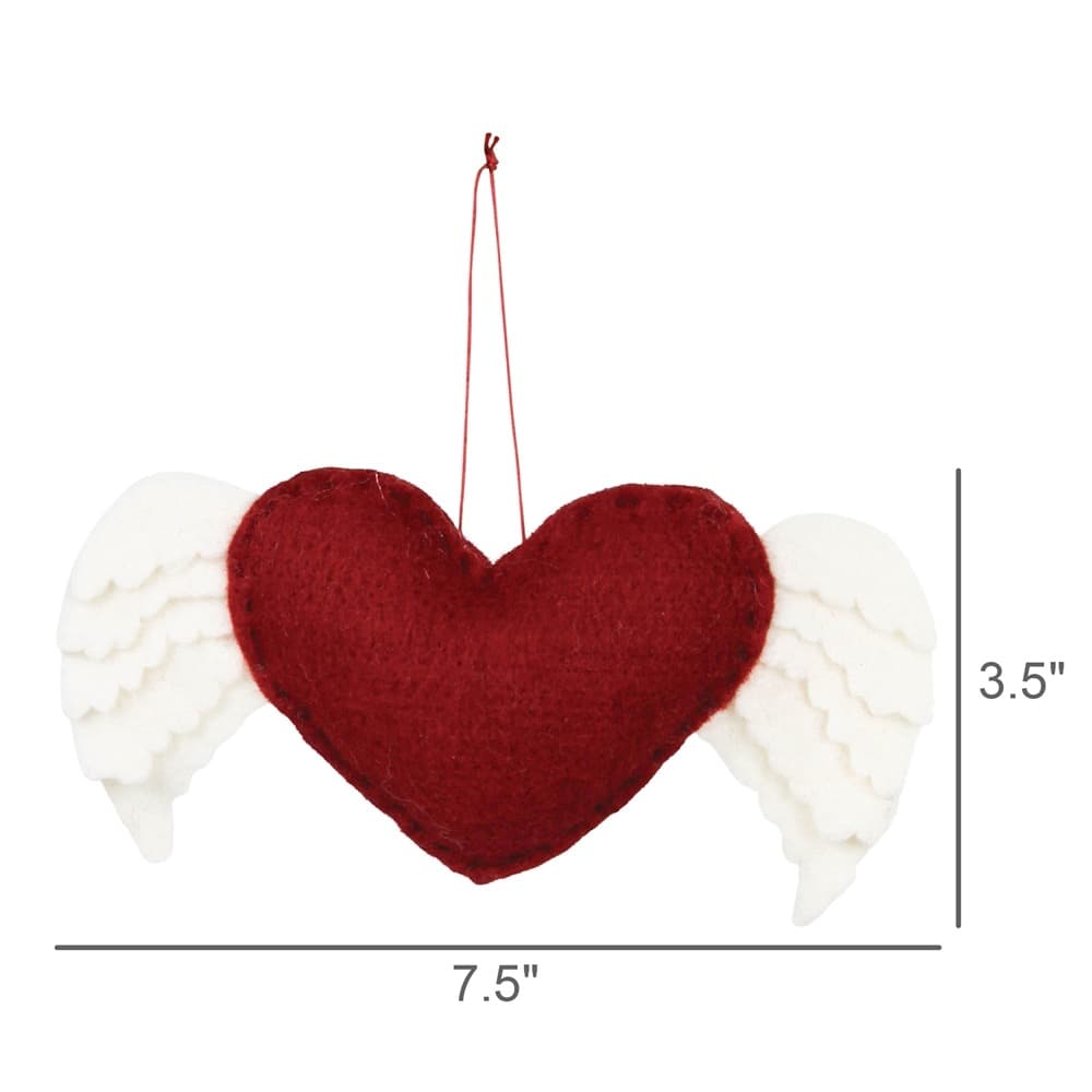 Felt Heart Ornament with Wings Set of 2 by HomArt - Image 2