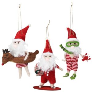 Felt Beach Santas Set of 3 by HomArt