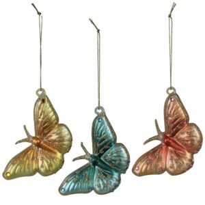 Glass Butterfly Ornaments Set of 3 by HomArt