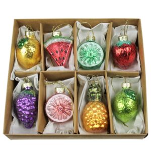 Box of 8 Glass Fruit Ornaments by HomArt