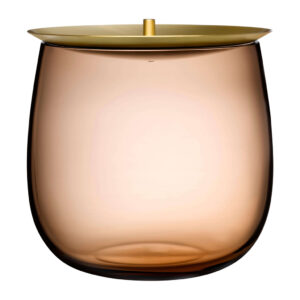 Beret Storage Box Large Caramel with Brass Lid by Nude Glass