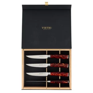 Coltelli Brown Marbled Steak Knives Set of 4 in Gift Box by VIETRI