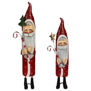 Whimsical Metal Santas Set of 2 by HomArt